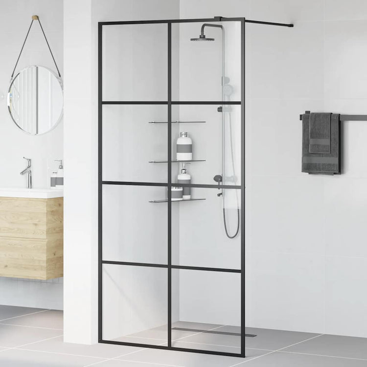 Vidaxl begehete Duschwand 100x195 cm ESG-Glas transparent und schwarz