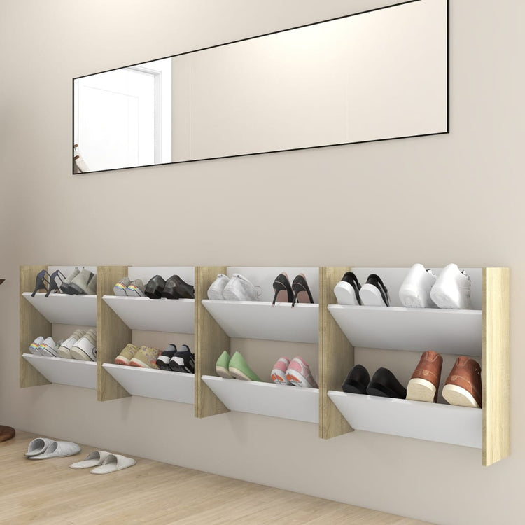 Vidaxl Wandschuhschränke 4 St 60x18x60 cm Holz weiße Sonoma -Eiche