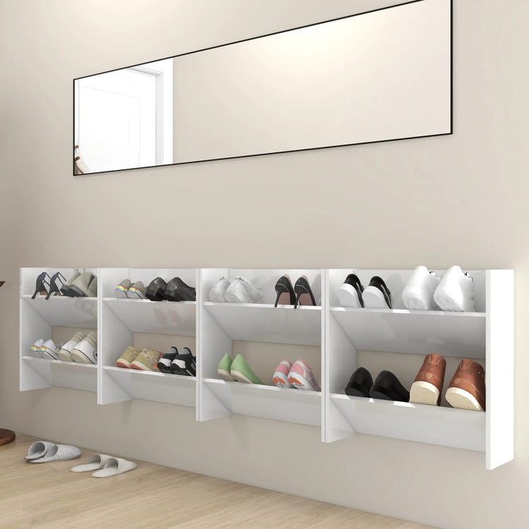 Vidaxl -Wandschuhschränke 4 ST 60x18x60 cm propertiert Holz Hochglanz weiß