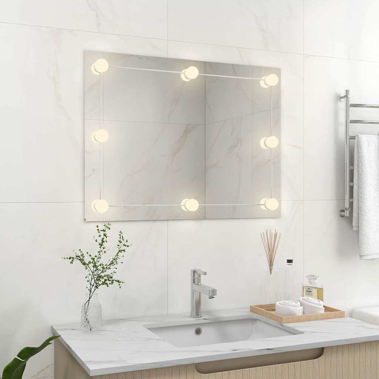 Vidaxl Wandspiegel ohne Rahmen LED -Lampen rechteckiges Glas