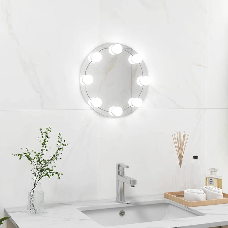 Vidaxl Wandspiegel ohne Liste der LED -Lampen um Glas