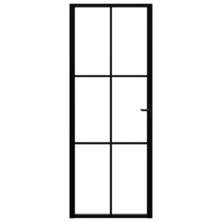 VIDAXL Innenür 76x201,5 cm ESG -Glas und Aluminiumschwarz