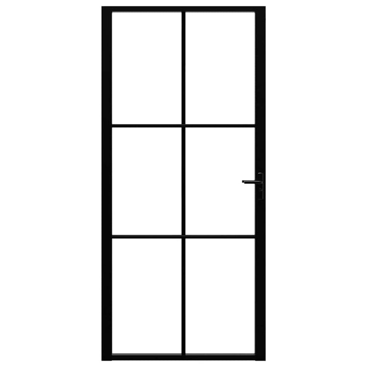 Vidaxl Innenür 93x201,5 cm ESG -Glas und Aluminiumschwarz