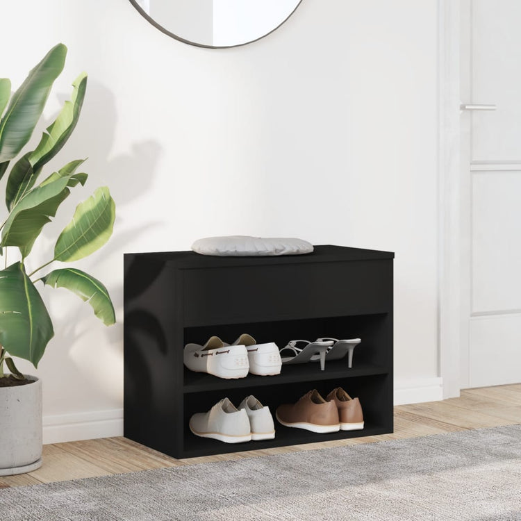 Vidaxl Schuhe Bank 60x30x45 cm propertiertes Holzschwarz
