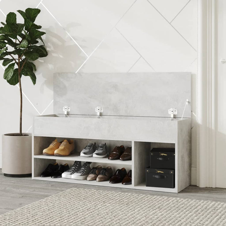 Vidaxl Schuhe Bank 105x30x45 cm verarbeiteter Holzbetongrijs