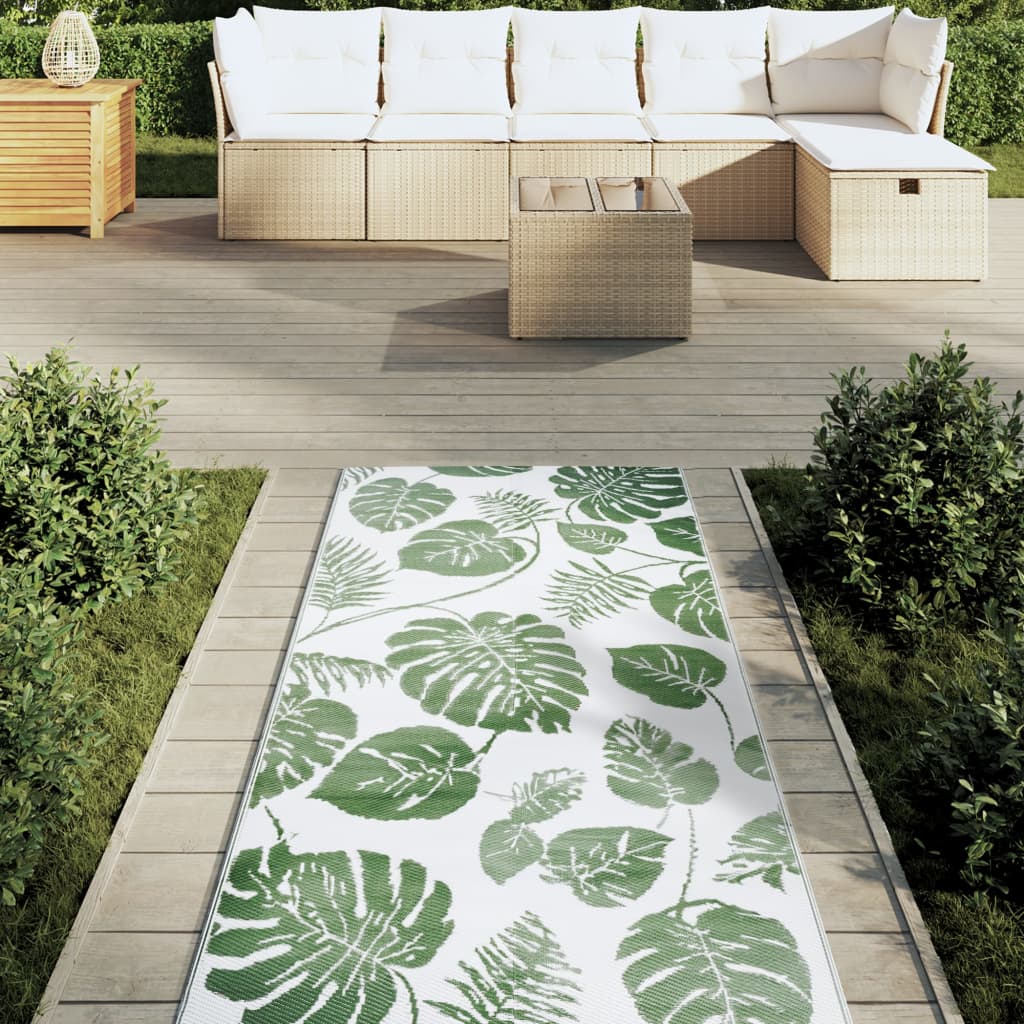 Vidaxl außerhalb des Teppichs 80x250 cm Polypropengrün