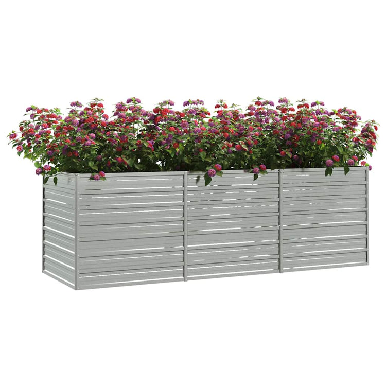 Vidaxl -Pflanzer erhöht 240 x 80 x 77 cm verzinktes Stahl Silber