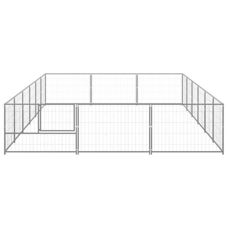 Vidaxl -Hunde Zwinger 18 m² Stahl Silberfarbe