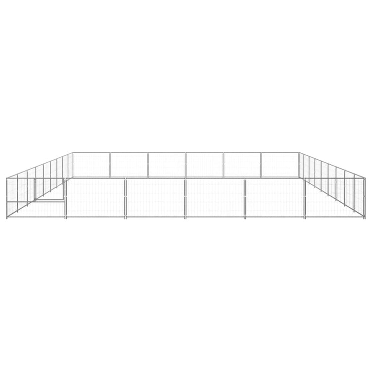 Vidaxl -Hund Kennel 54 m² Stahl Silberfarbe