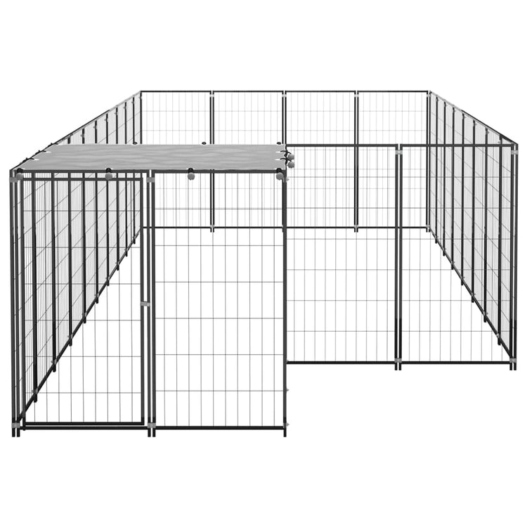 Vidaxl -Hund Zwinger 10,89 m² Stahlschwarz