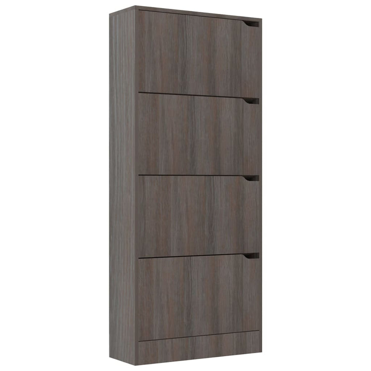 Vidaxl -Schuhschrank mit 4 Türen 59x24x136 cm verarbeiteter Holzgrau -Eiche