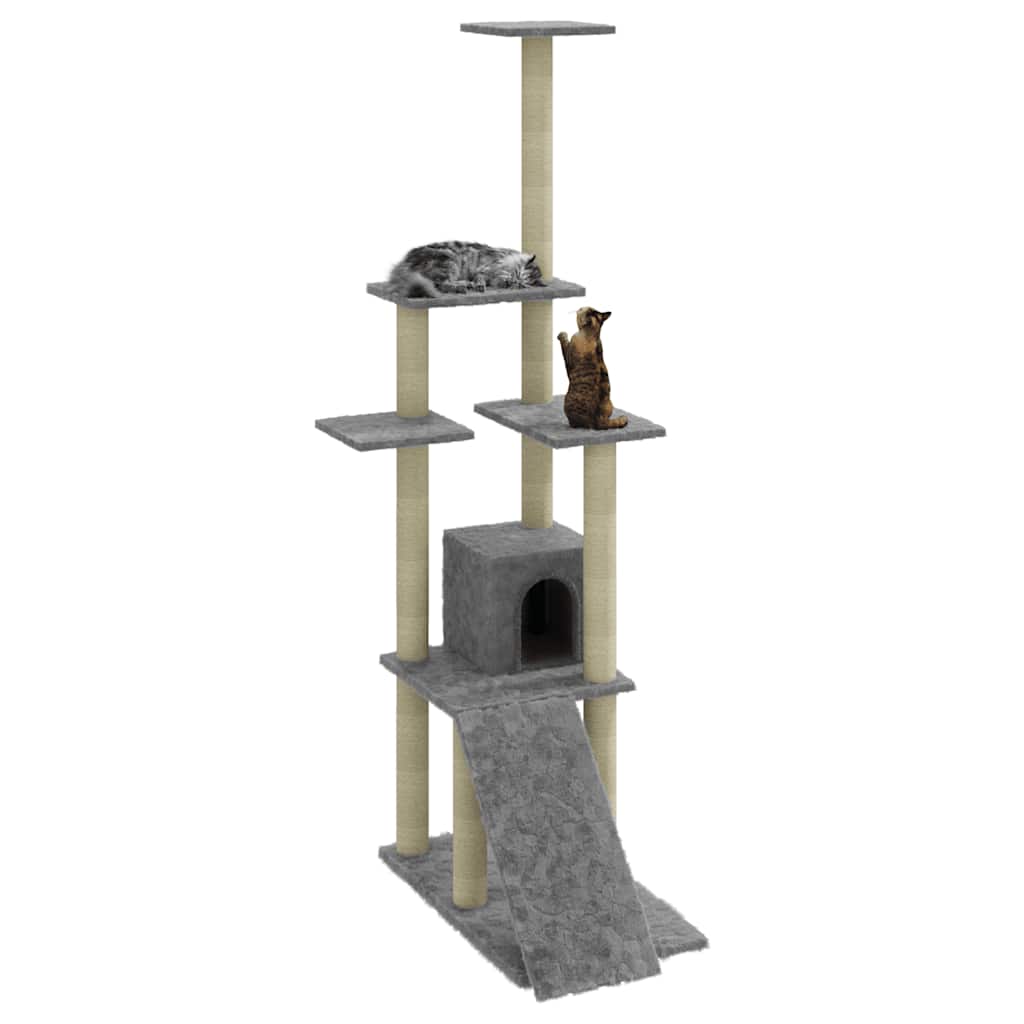Vidaxl -Katzenmöbel mit Sisal -Kratzerpfosten 155 cm hellgrau