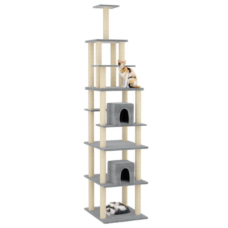 Vidaxl -Katzenmöbel mit Sisal -Kratzerpfosten 216 cm hellgrau