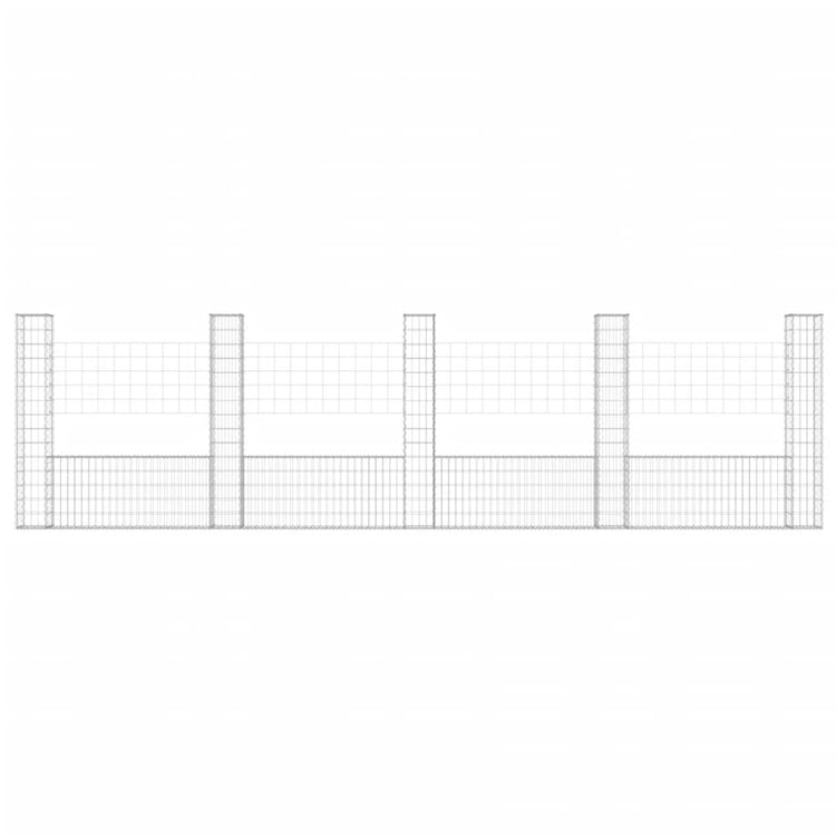 Vidaxl Schanskorf U-förmig mit 5 Pfosten 500x20x150 cm Eisen