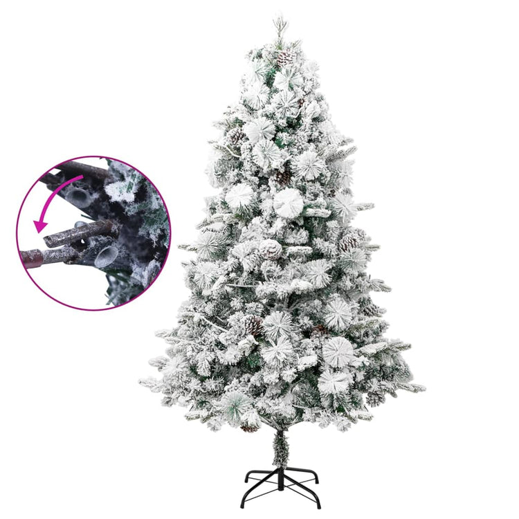 Vidaxl Weihnachtsbaum mit LED- und Kiefernkegeln und Schnee 195 cm PVC und PE