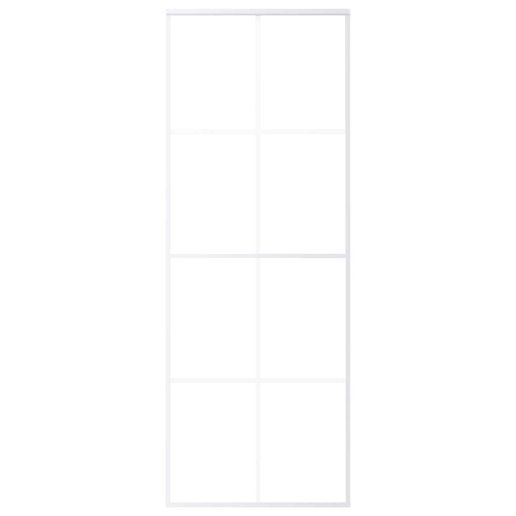 Vidaxl Schiebetür 76x205 cm mattes ESG -Glas und Aluminium weiß