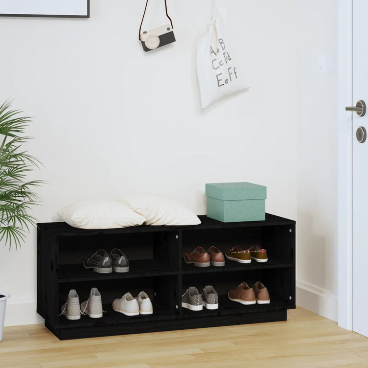 Vidaxl Schuhschrank 110x34x45 cm Festkiefer Schwarz