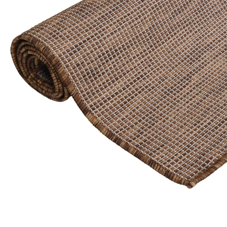 Vidaxl außerhalb des Teppichs flach gewebt 140x200 cm Braun