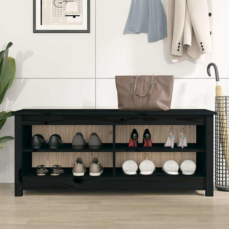Vidaxl Schuhsofa 110x38x45.5 cm Festkiefer schwarz