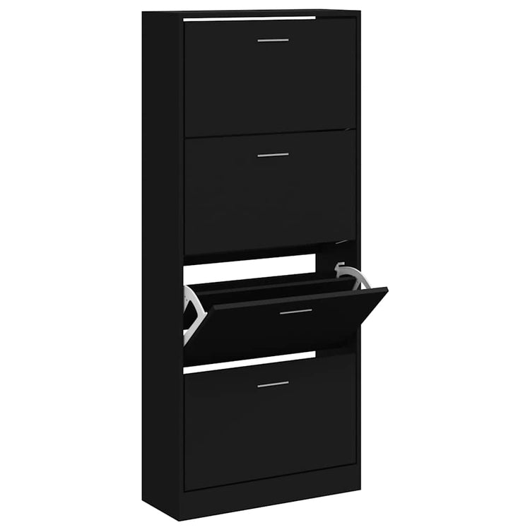 Vidaxl Schuhschrank 63x24x147 cm propertiertes Holzschwarz