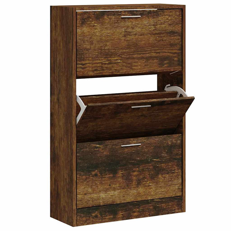 VIDAXL -Schuhschrank 63x24x103 cm bearbeitet Holz geräucherte Eichefarbe