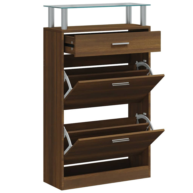 Vidaxl Schuhschrank 63x24x104 cm Schnitt Holzbraune Eiche Farbe