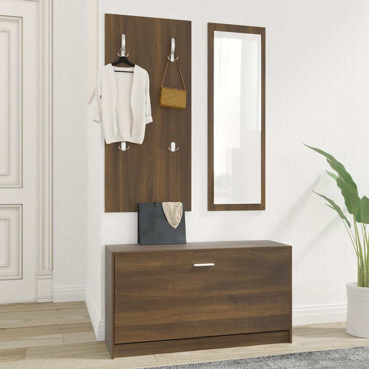 Vidaxl Schuhschrank Set 3-in-1 bearbeitetes Holz Browniken
