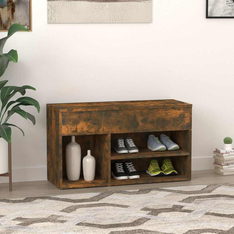 Vidaxl Schuhbank 80x30x45 cm verarbeitete Holzgeräuchel -Eiche gefärbt