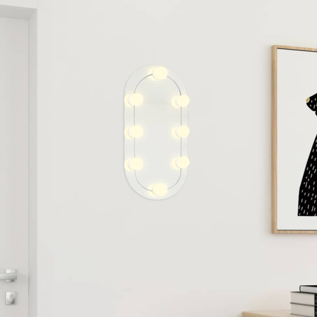 Vidaxl Spiegel mit LED -Beleuchtung 40x20 cm Glas Oval