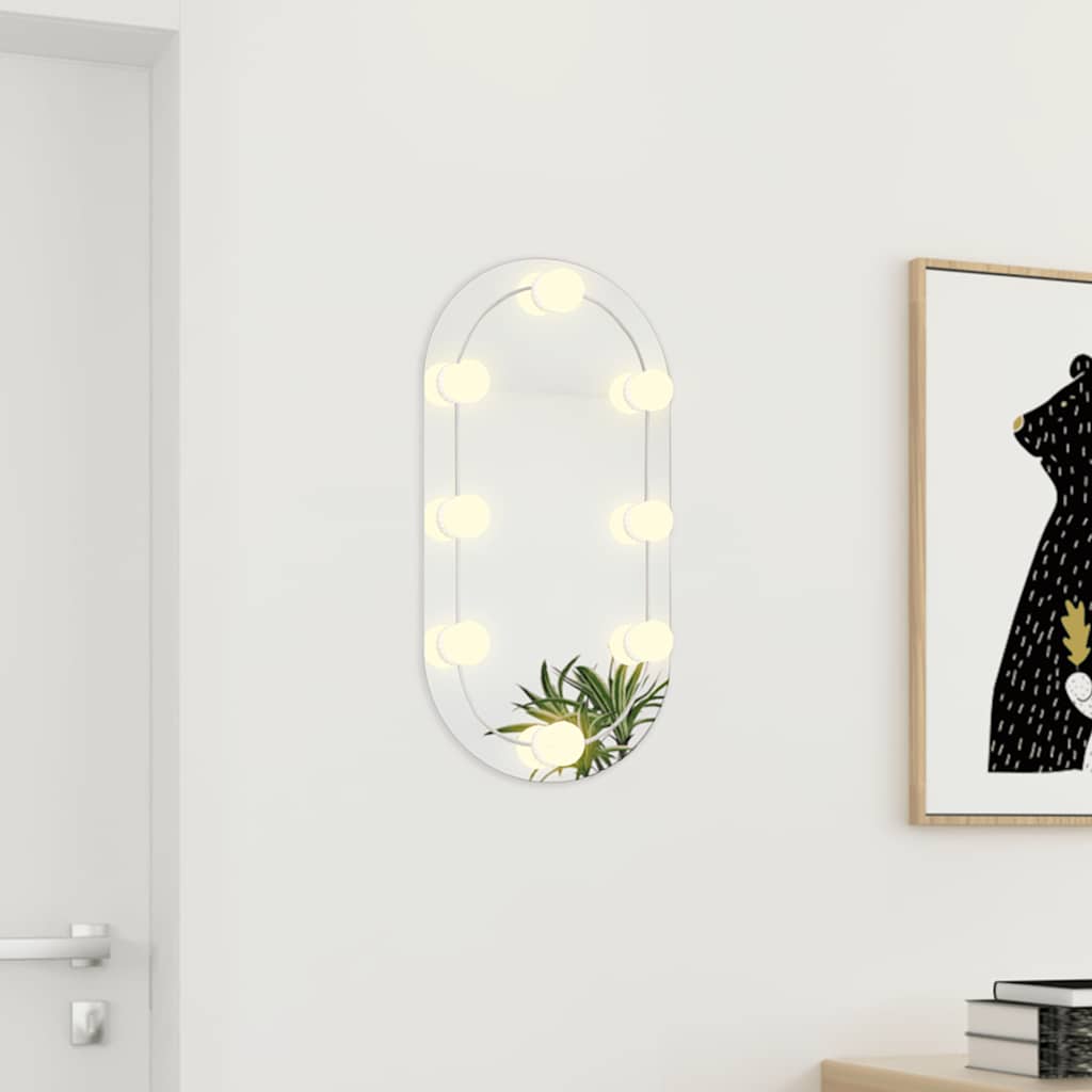 VIDAXL -Spiegel mit LED -Beleuchtung oval 60 x 30 cm Glas