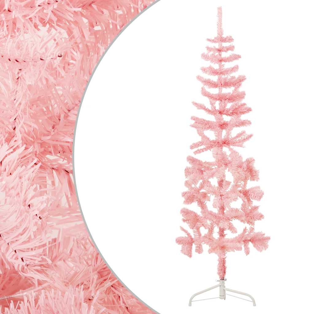Vidaxl Kunstkerstboom Hälfte mit Standardschmal 180 cm Pink