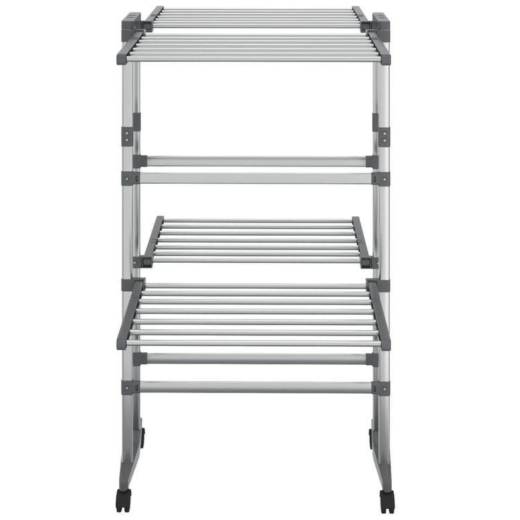 VidaXL Wäscheständer 2-lagig mit Rollen 60x70x106 cm silberfarben
