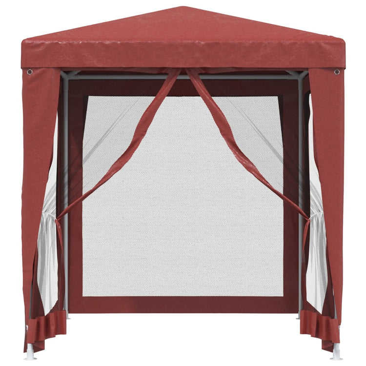 VIDAXL -Party -Zelt mit 4 -Mesh -Seitenwänden 2x2 M HDPE -Rot