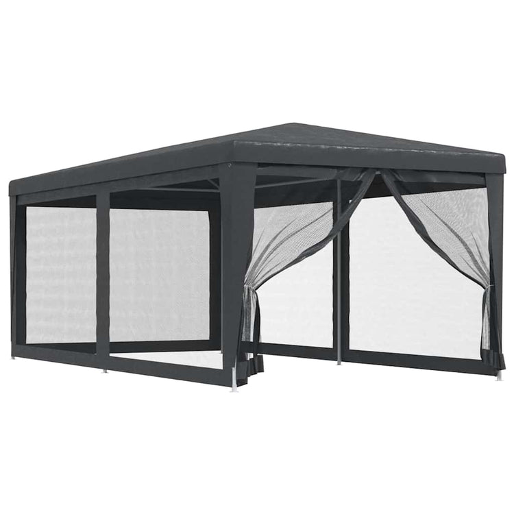 VIDAXL -Partyzelt mit 6 -Mesh -Seitenwänden 3x6 M HDPE -Anthrazit -gelöscht