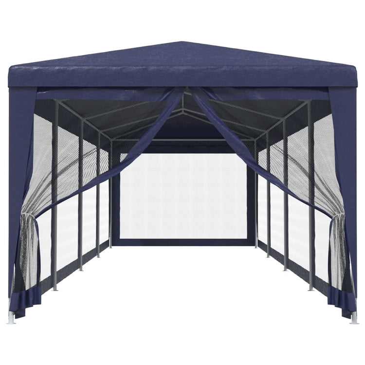VIDAXL -Partyzelt mit 10 Mesh Seitenwänden 3x12 M HDPE Blau
