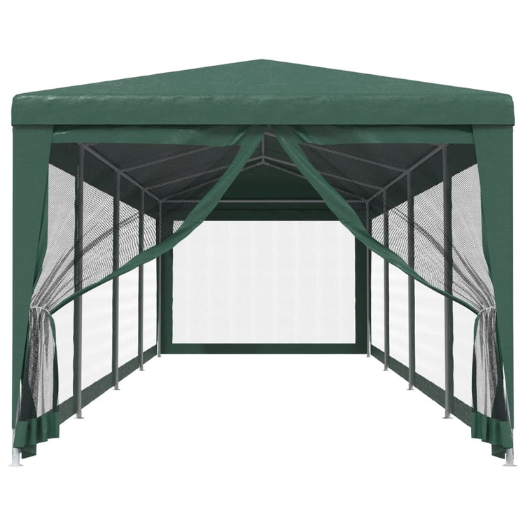 VIDAXL -Partyzelt mit 10 Mesh Seitenwänden 3x12 M HDPE Green