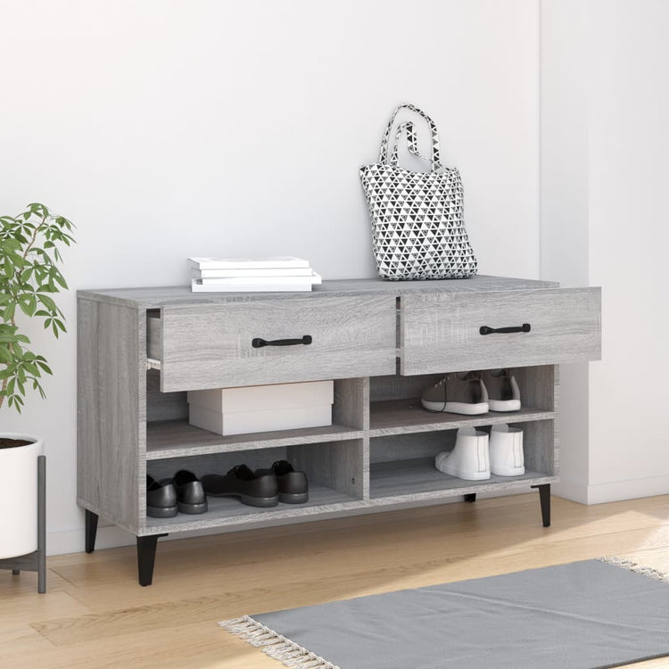 Vidaxl Schuhschrank 102x35x55 cm propertiertes Holzgrau Sonoma Eiche Farbe