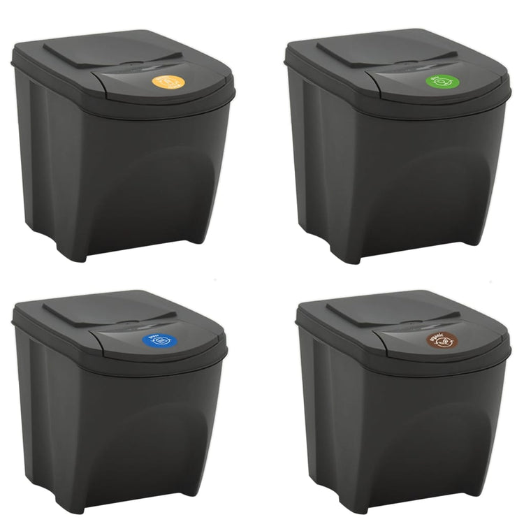 Vidaxl Mülldosen 4 ST Stapelbar 100 l Polypropengrau
