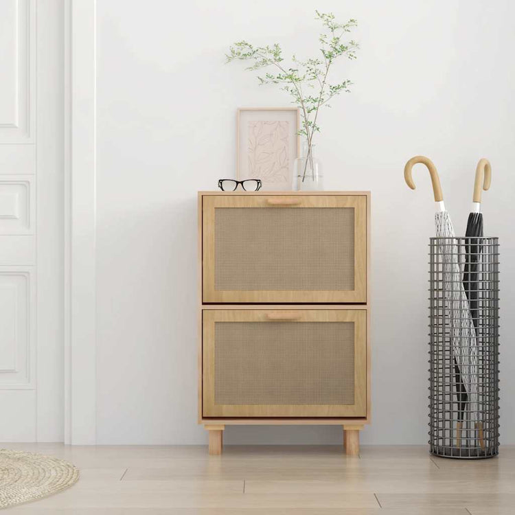 Vidaxl Schuhschrank 52x25x80 cm verarbeitetes Holz natürlicher Rattan -Braun
