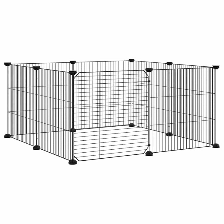 Vidaxl -Haustiere Käfig mit Tür 8 Paneele 35x35 cm Stahl schwarz