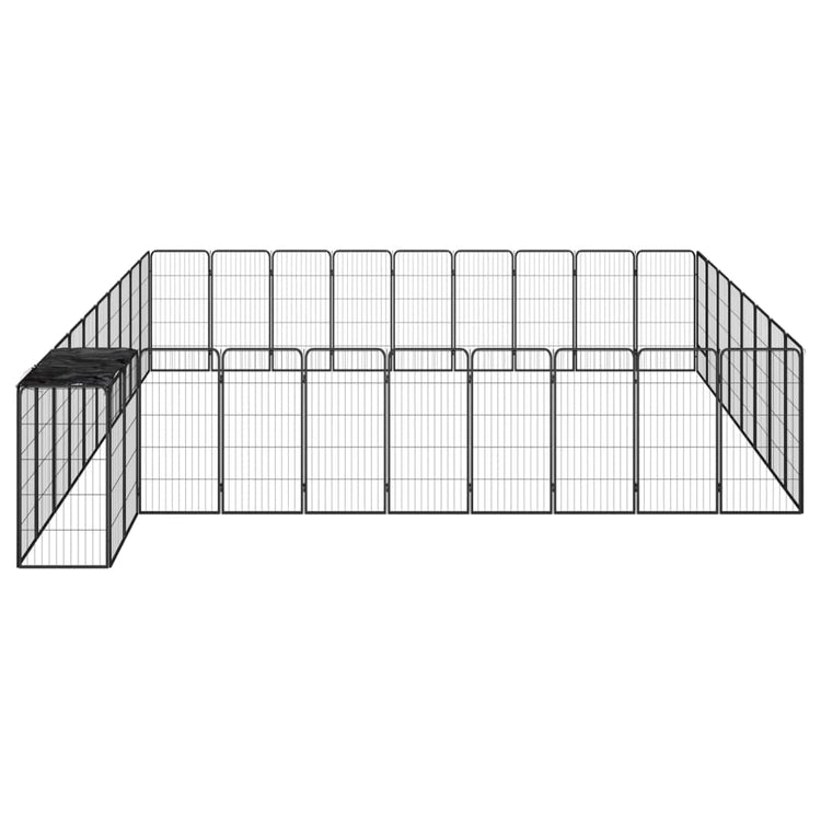Vidaxl -Hundezwinger 38 Paneele 50 x 100 cm Pulver -Stahlschwarz schwarz