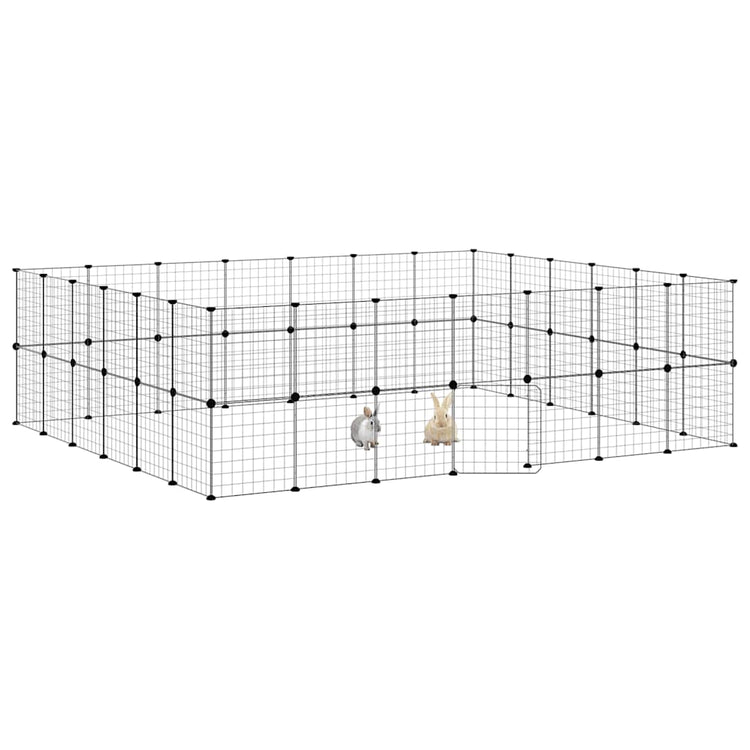 Vidaxl -Haustiere Käfig mit Tür 52 Paneele 35x35 cm Stahl schwarz