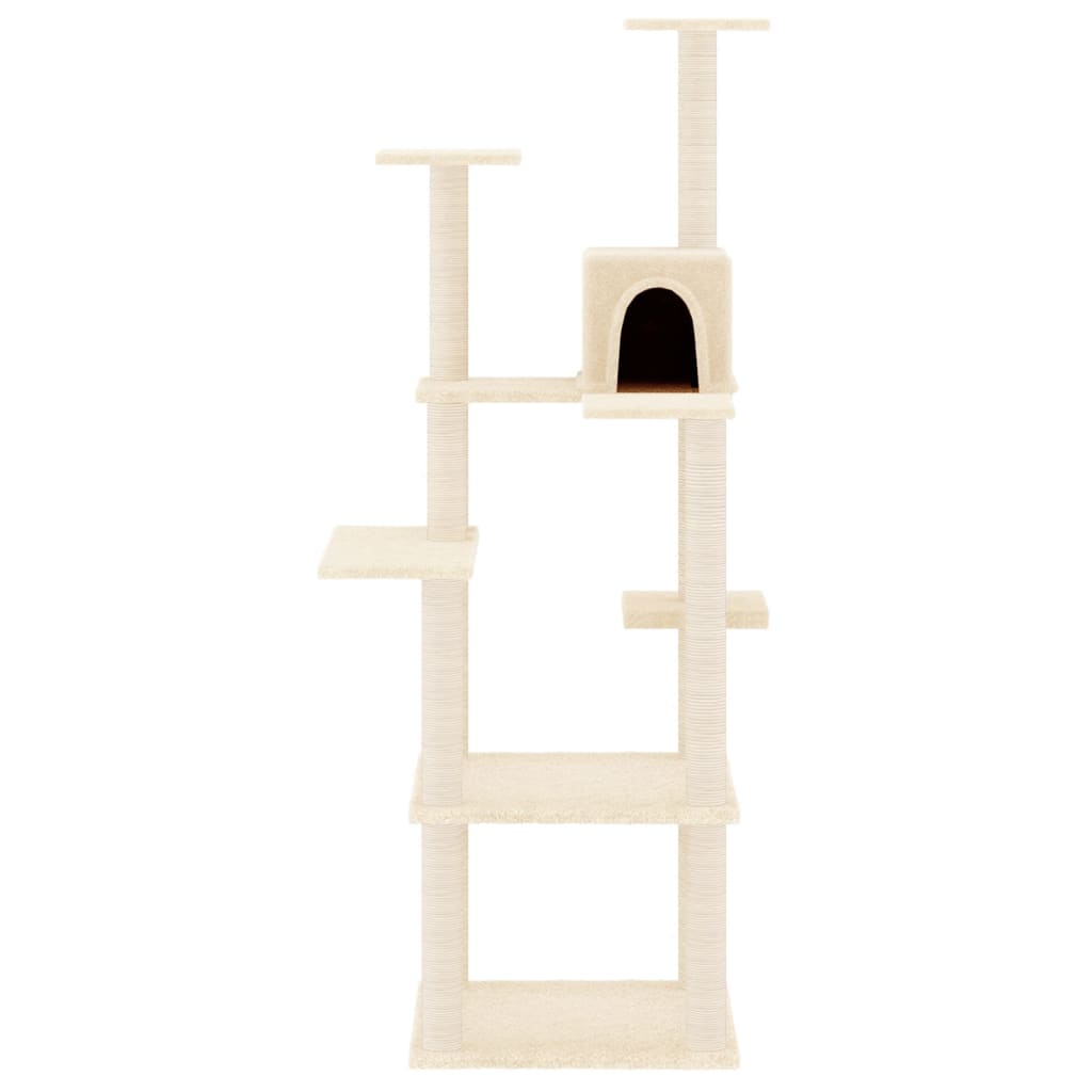Vidaxl -Katzenmöbel mit Sisal -Kratzerpfosten 153 cm creme -gelenkt