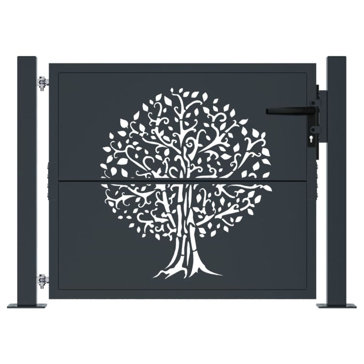 VIDAXL -Port 105x80 cm mit Baumdesign Stahl Anthrazit -gelöscht