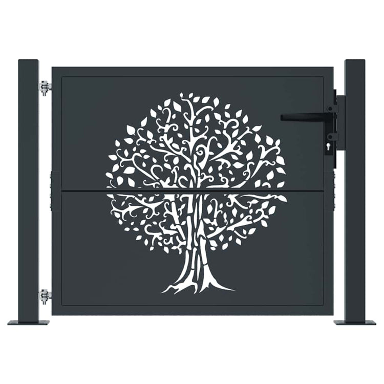 VIDAXL -Port 105x105 cm mit Baumdesign Stahl -Anthrazit -geläutet