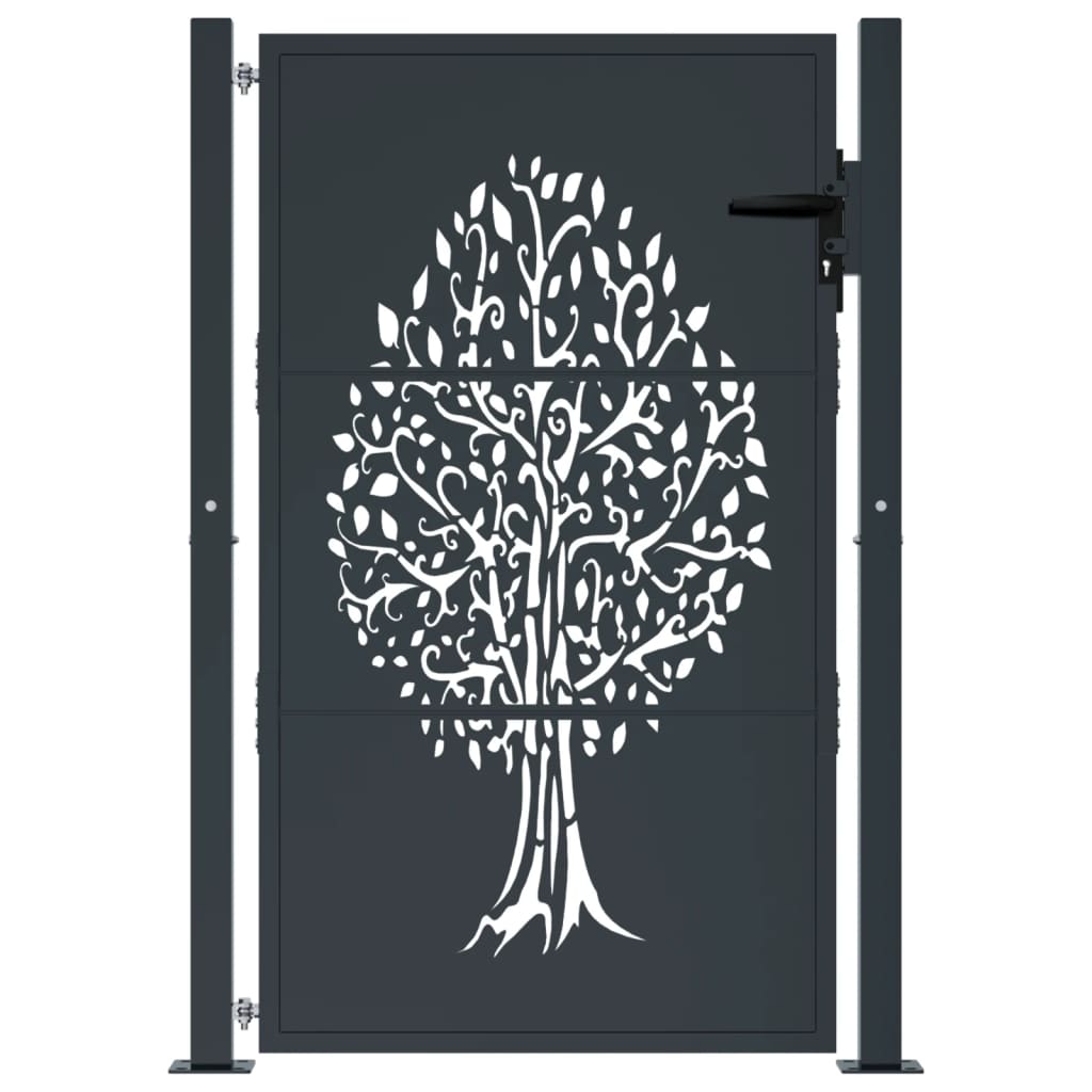 VIDAXL POORT 105x130 cm mit Baumdesign Stahl -Anthrazit -gelöscht