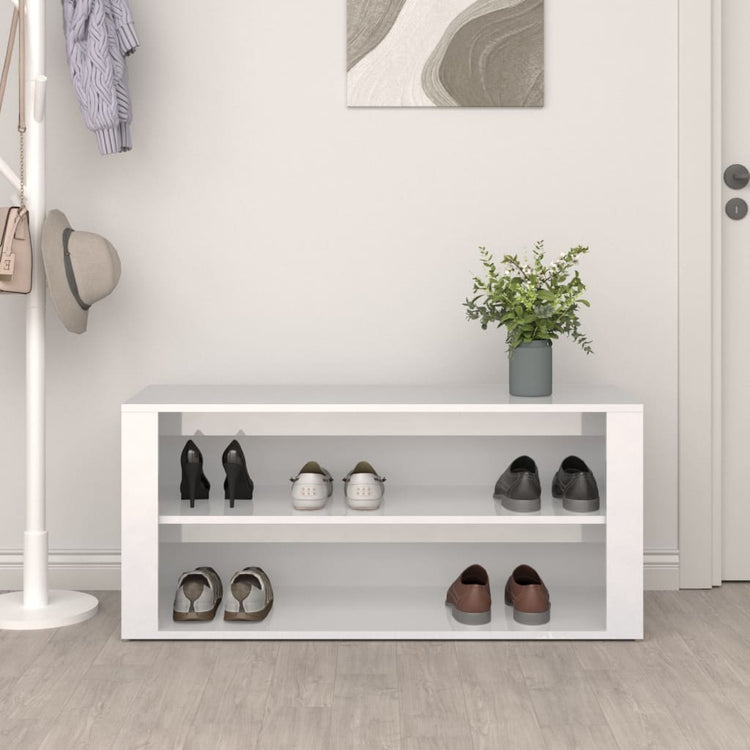VIDAXL -Schuhregal 100x35x45 cm verarbeitetes Holz Hochglanz weiß