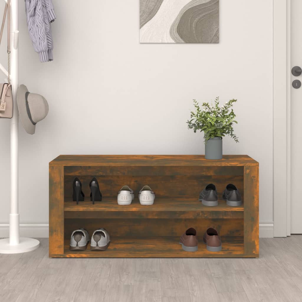 VIDAXL -Schuhregal 100x35x45 cm Eigenschaften mit geräuchertem Holz Eiche gefärbt