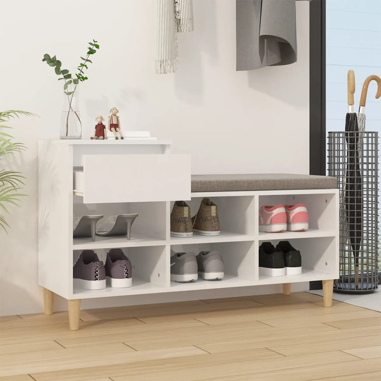 Vidaxl Schuhschrank 102x36x60 cm verarbeitetes Holz Hochglanz weiß
