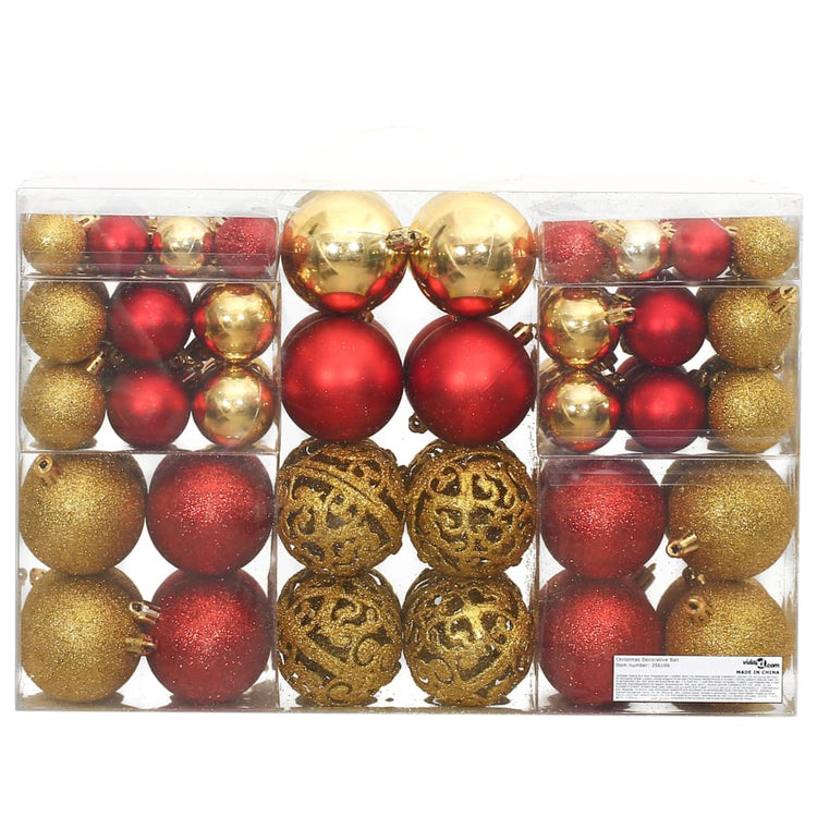 Vidaxl Weihnachtsbällchen 100 PCs 3 4 6 cm Golden und Wein rot
